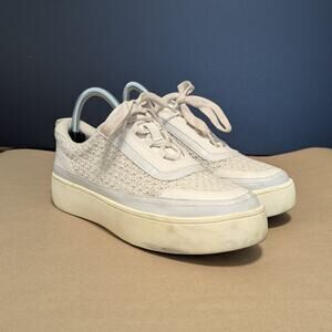 FRYE Taylor Sneakers Crochet Low Top White Womens 7 Lace Up Shoes Cream Offwhite